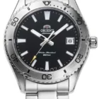 Reloj Orient Mako 40 con diseño deportivo y esfera negra, ideal para buceo.